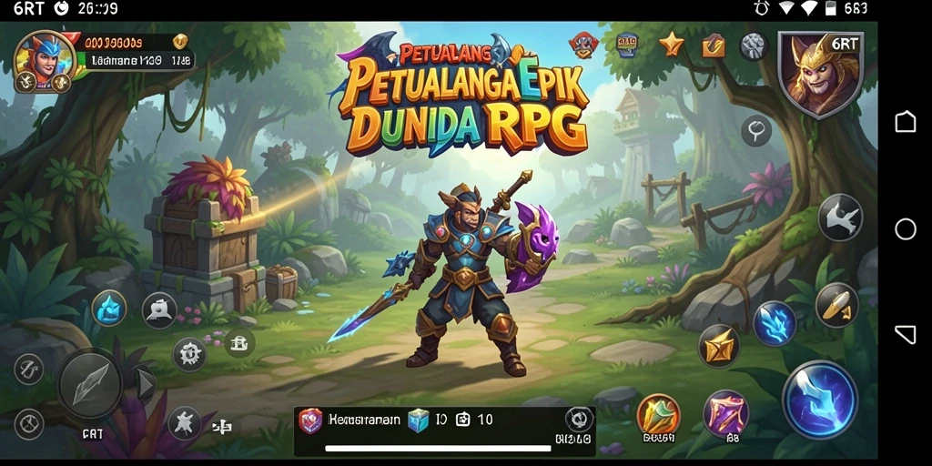 Screenshot 6RT menampilkan pertempuran epik di dunia RPG.