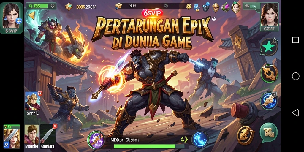 Tampilan gameplay menegangkan dalam 6SVIP dengan karakter beraksi.