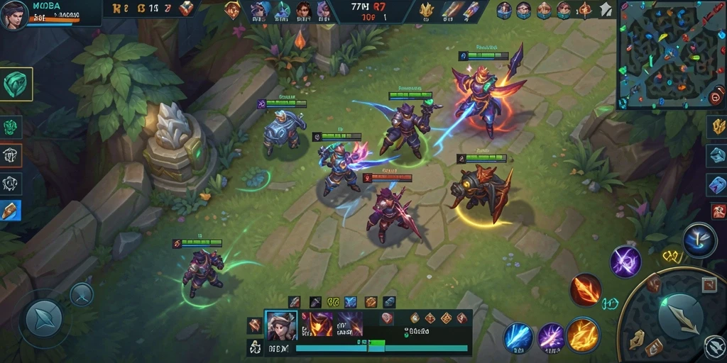 Tangkapan layar gameplay MOBA yang mendebarkan di 77RP.
