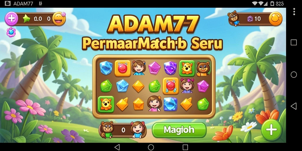 Tangkapan layar gameplay ADAM77 yang menampilkan aksi seru Match-3.