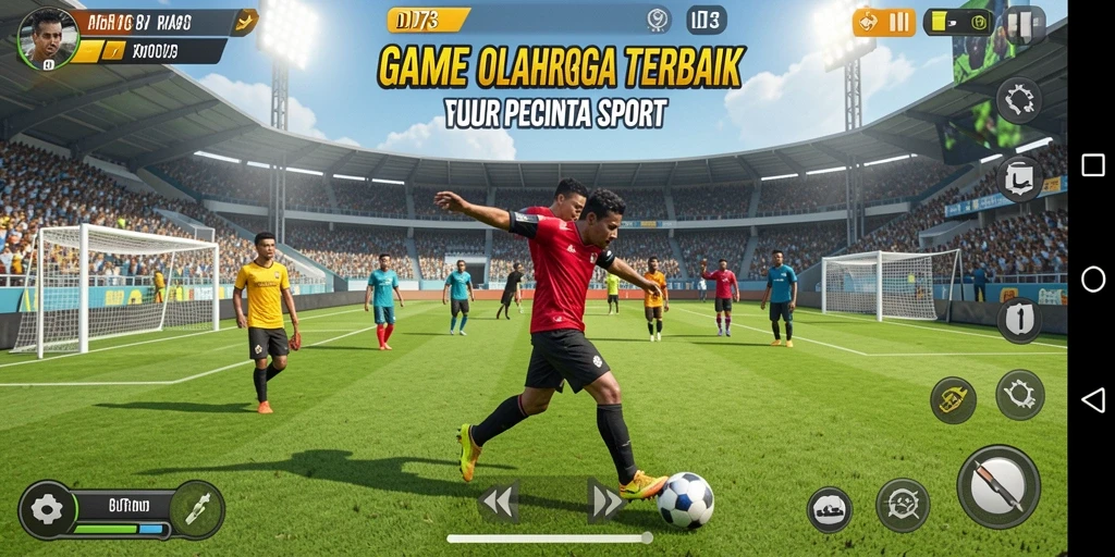 Screenshot D73 menampilkan aksi seru dalam permainan olahraga.