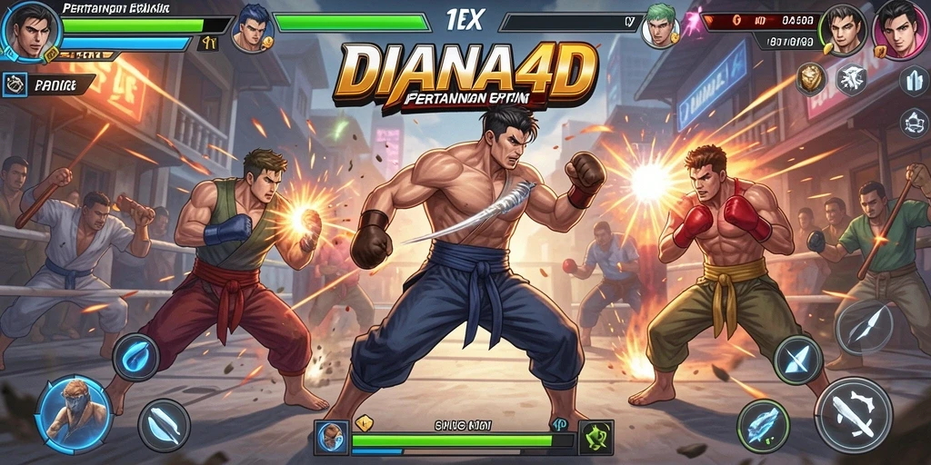 Tampilan gameplay seru dari DIANA4D dengan pertarungan yang intens.