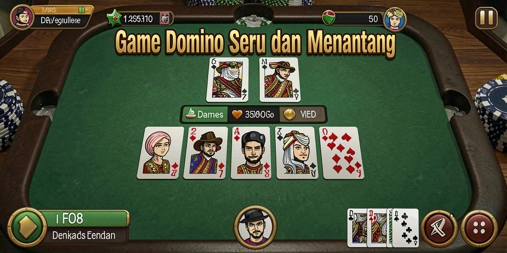 Screenshot gameplay FO8 yang menampilkan keseruan permainan Domino.