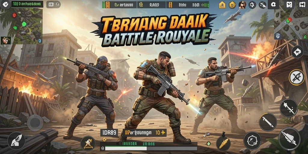 Tangkapan layar menampilkan pertempuran seru dalam permainan Battle Royale.
