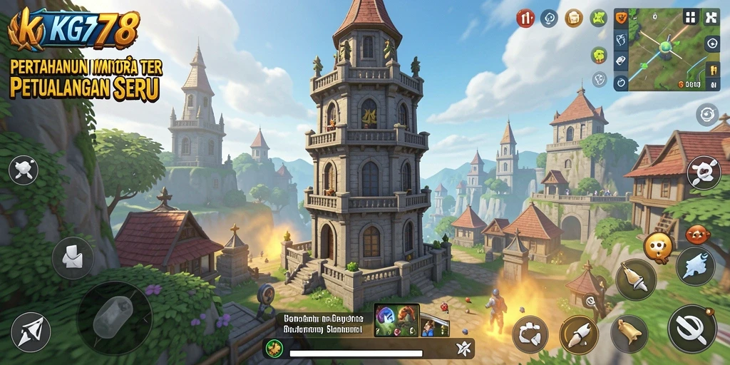 Screenshot KG778 menunjukkan aksi seru di medan perang Tower Defense.