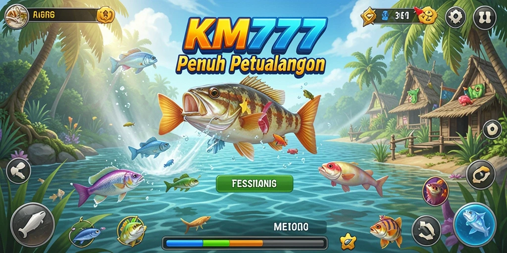 Tampilan gameplay KM777 yang menarik saat memancing ikan.