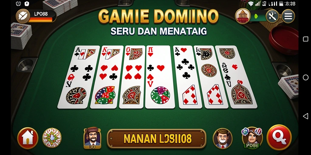 Gameplay seru LPO88 dengan tampilan papan domino yang menarik.
