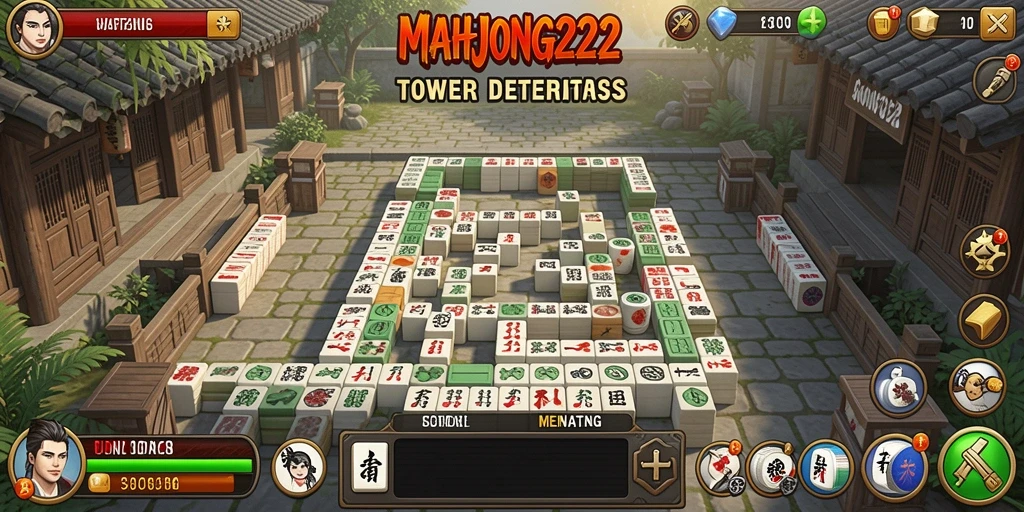 Tangkapan layar gameplay <strong>MAHJONG222</strong> yang menampilkan aksi strategi Tower Defense.