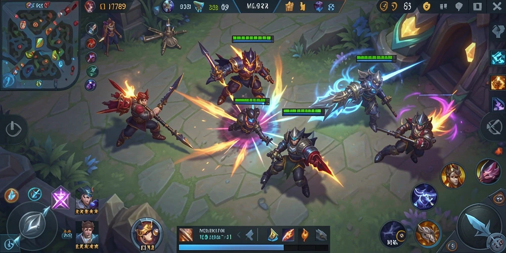 Screenshot menampilkan aksi seru dalam gameplay MOBA.