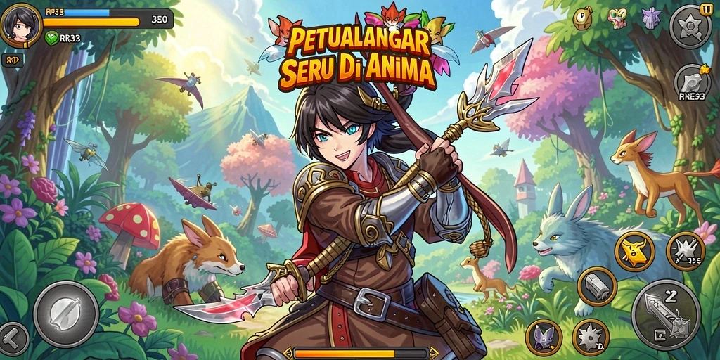 Screenshot gameplay RR33 menampilkan karakter anime beraksi dalam petualangan seru.