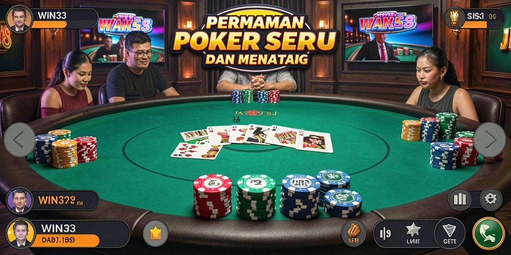 Screenshot gameplay WIN33 menunjukkan aksi seru permainan Poker.