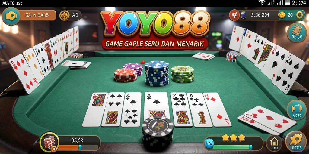 Tampilan seru gameplay Gaple di YOYO88.