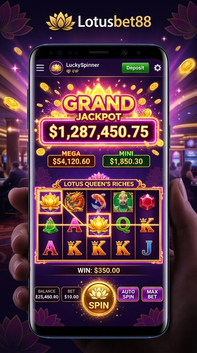 Layar utama aplikasi lotusbet88 dengan berbagai pilihan permainan.